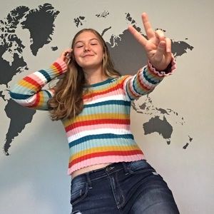 Colorful striped sweater 🌈